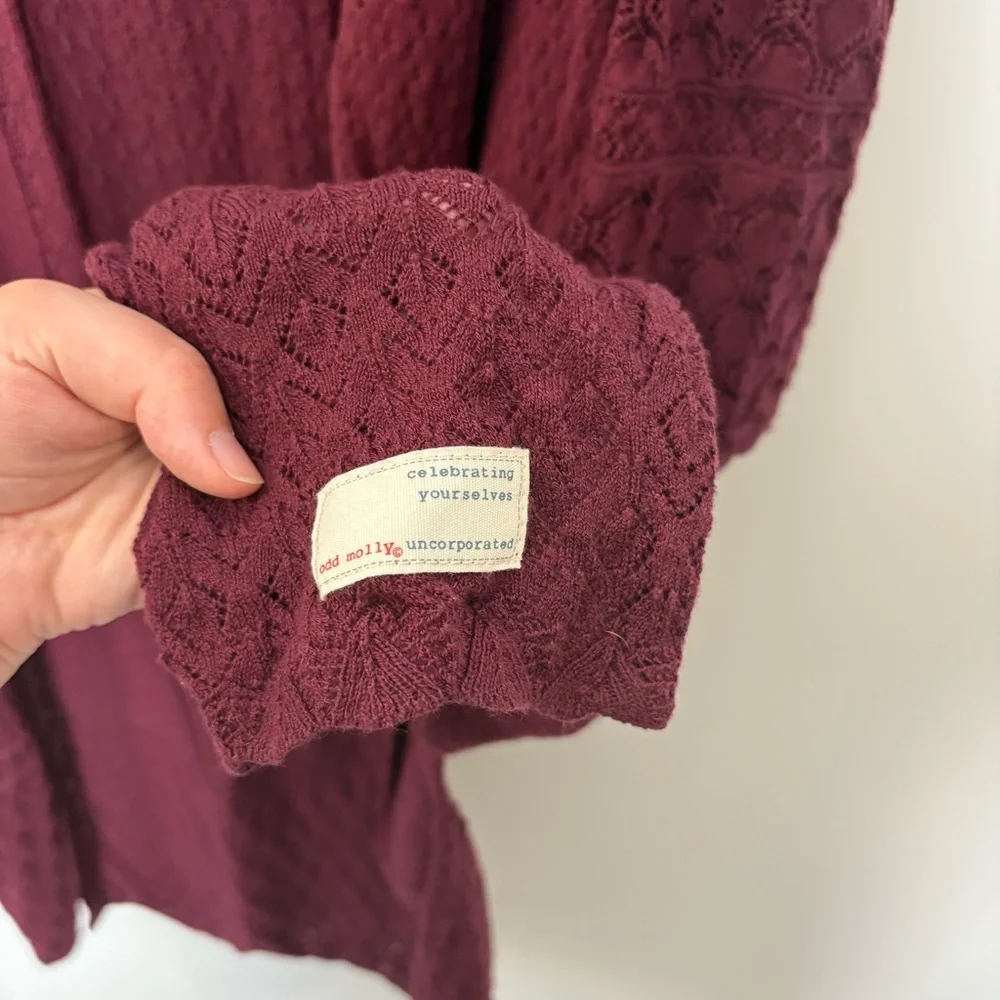 Anthropologie Odd Molly Maroon Duster Cardigan